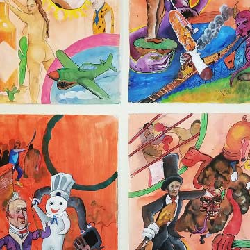 Alfredo Ortega Marquez, A Wall Full of Devils - Fragment 3, ink, watercolor, 60 in x 44 in, 2019 - Arlene Smith McKinnon Endowment Purchase Award for Overall Best of Show.